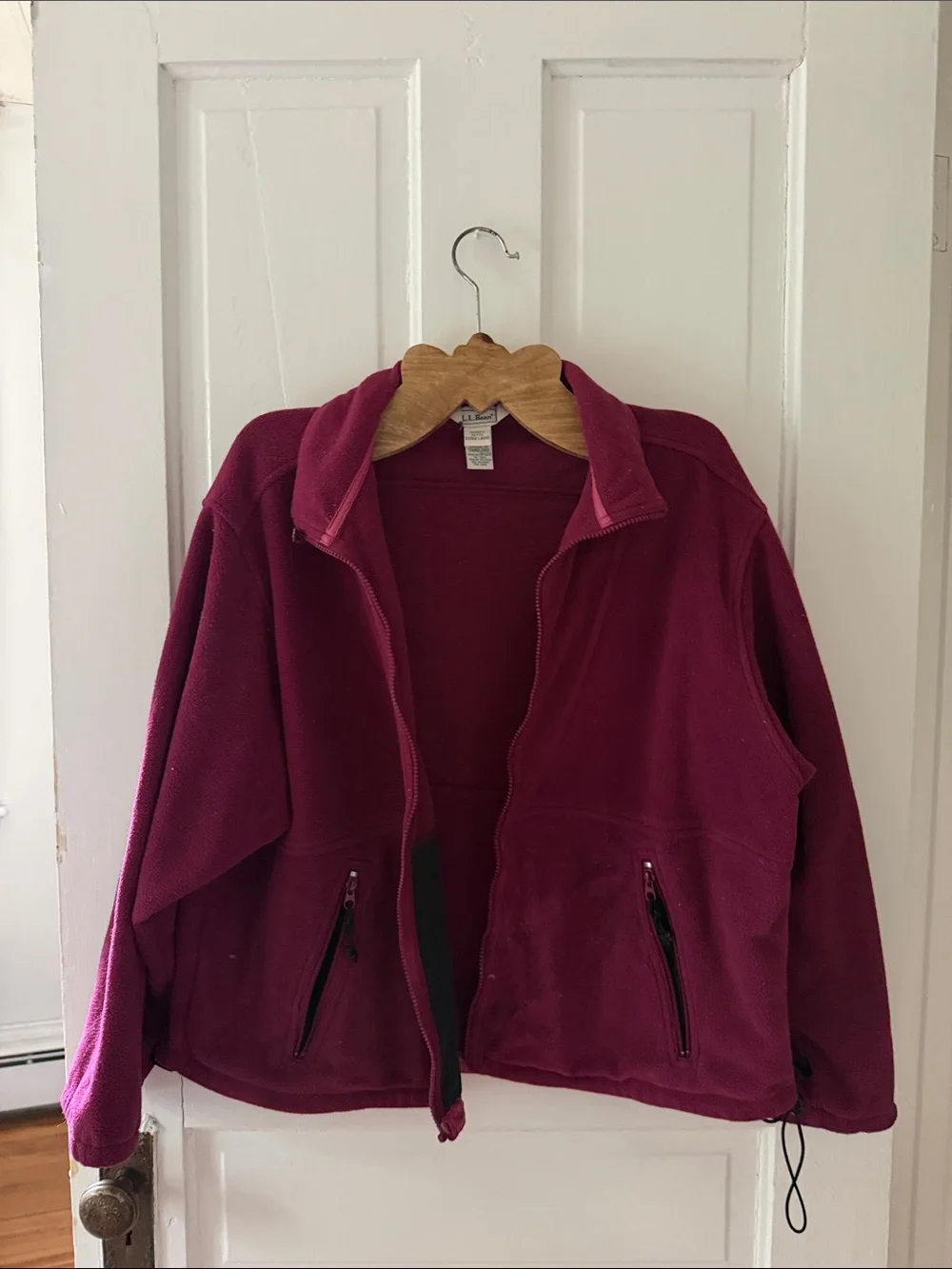 L.L. Bean Burgundy Full-Zip Teddy Fleece Jacket